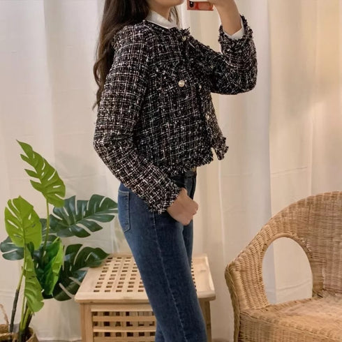 HELLO Single Breasted Tweed Jacket